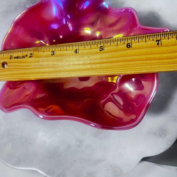 Vtg Unique art glass dish Levay Levi Hand Formed Carnival Glass Pressed Logo - Picture 7 of 8